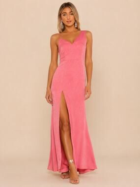 NBD Negroni Asymmetrical Strap Gown Pink Jacquard One Shoulder Maxi Dress S
